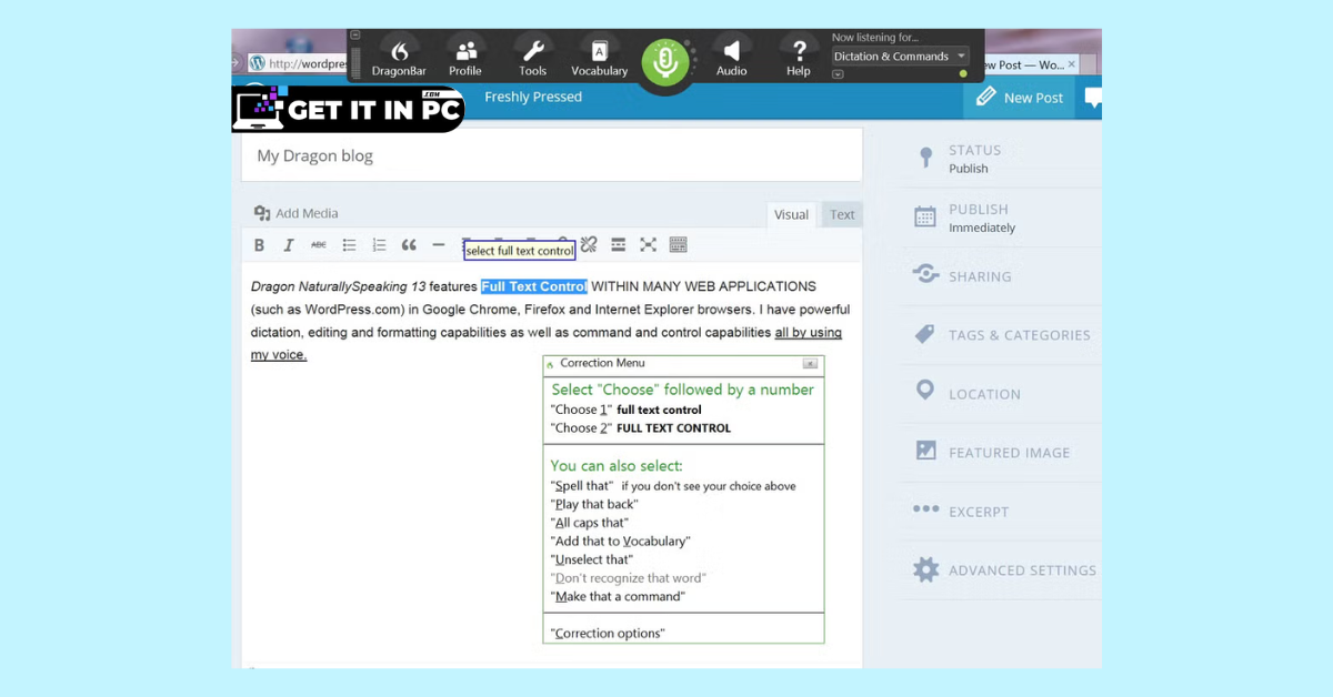 Dragon NaturallySpeaking free