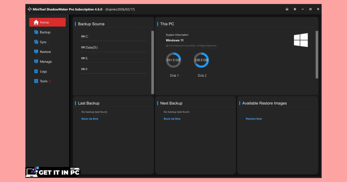 MiniTool ShadowMaker 2025 free