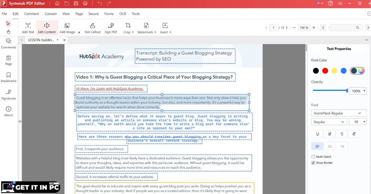 Systweak PDF Editor tool